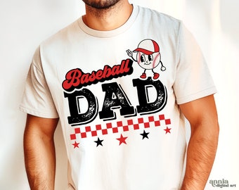 Baseball Dad PNG, Baseball Mascot Shirt Sublimation Design, Baseball Retro PNG, Distressed Checkered Png For Men, Sports Dad Fathers Day Png