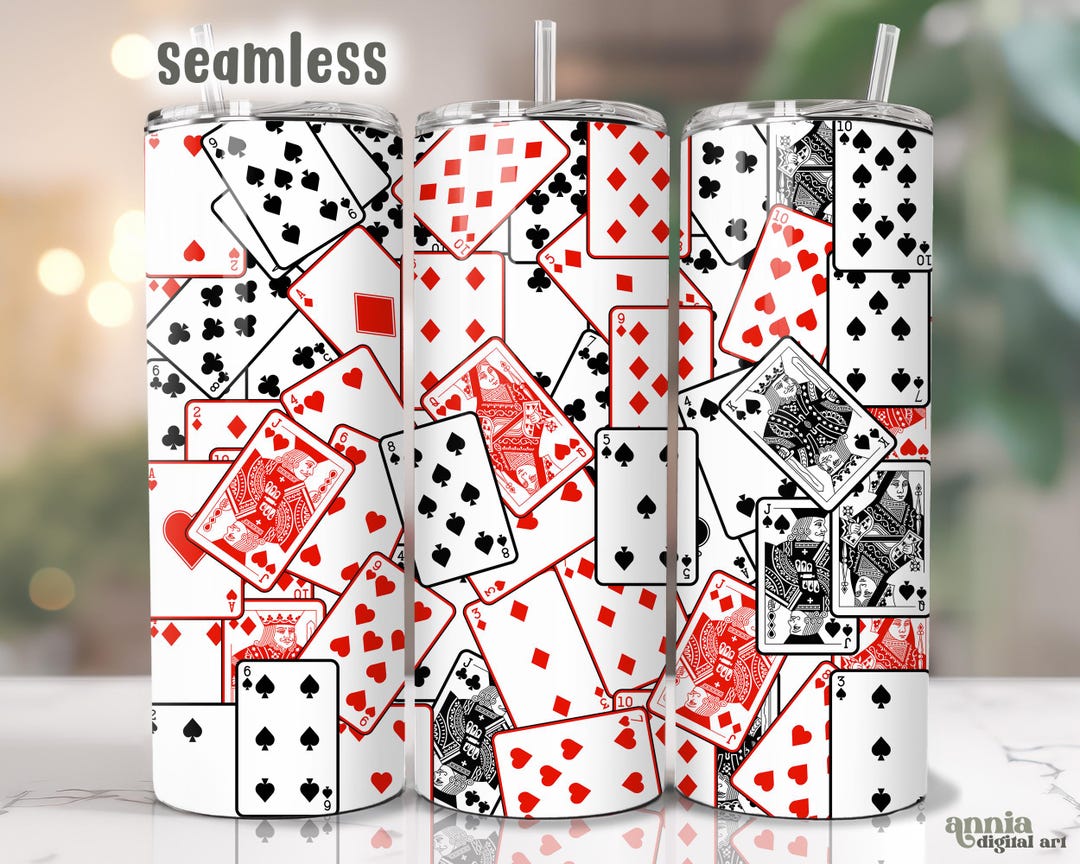 Playing Cards Tumbler Wrap, Cards Game 20oz Tumbler Sublimation Design ...