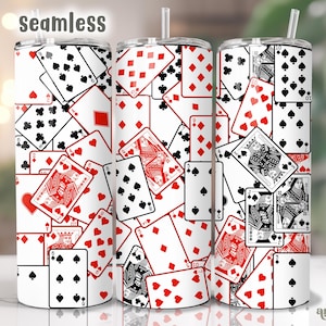 Playing Cards Tumbler Wrap, Cards Game 20oz Tumbler Sublimation Design, Ace Poker Cards Tumbler PNG for Men