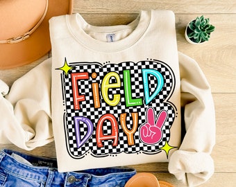 Checkered Field Day PNG, Doodle Last Day Of School Shirt Sublimation Design, Colorful End of School Teacher PNG, Let The Games Begin Png