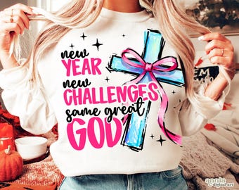 Christian New Years Png 2026 Happy New Year Png Same Great God Coquette Bow Cross Shirt Design New Year's Eve Png