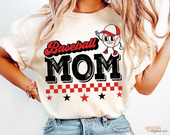 Baseball Mom PNG, Distressed Baseball Mama Shirt Sublimation Design, Retro Mascot Sports Mom PNG Digital Download, Vintage Baseball Mom Png