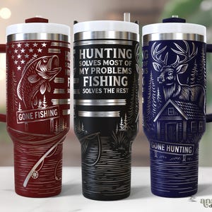 Jagd 40 Unzen Laser gravierte Tumbler Wrap SVG, Papa Angeln Laser Gravur Cup SVG, USA Flagge Bass Fisch Tumbler SVG Deer Tumbler svg für Männer