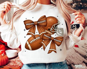 Coquette Football PNG, Fall Preppy Football Shirt Design, Girly Football Mama Png, Game Day Png Touchdown Season Png, Football Bow PNG