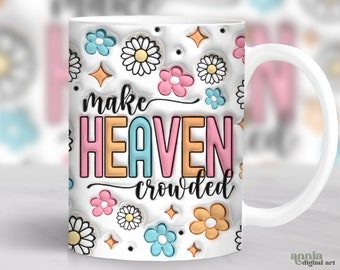 3D Skapa Himmel Fullsatt Muggomslag Uppblåst, Bibeln Tro Mugg Sublimeringsdesign, Kristen Påsk 11oz Mugg, Jesus Religiös 15oz Muggomslag PNG