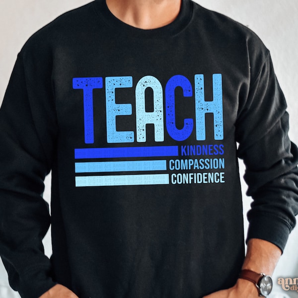 Teach Kindness Compassion PNG, Male Teacher Shirt Sublimation Design, Teaching Png, Man Teacher Appreciation PNG, Men Retro Teacher PNG