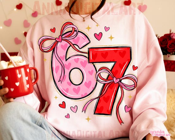 Coquette Valentine 6 7 Png Preppy 67 Six Seven Valentines Png Funny Shirt Design