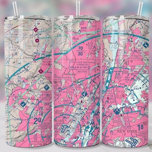 Vrouwelijke piloot Tumbler Wrap, Vliegtuig Vliegkaart 20oz Tumbler Sublimatie Ontwerp, Luchtvaart Sectionele Kaart Tumbler PNG, Luchtvaart Lover PNG