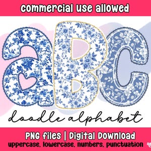 Chinoiserie Doodle Alpha Pack PNG, Lace Blue Toile Alfabetletters, Floral Preppy Alpha Doodle Lettertype Png, Bloemen Glitter Alpha Set Clipart