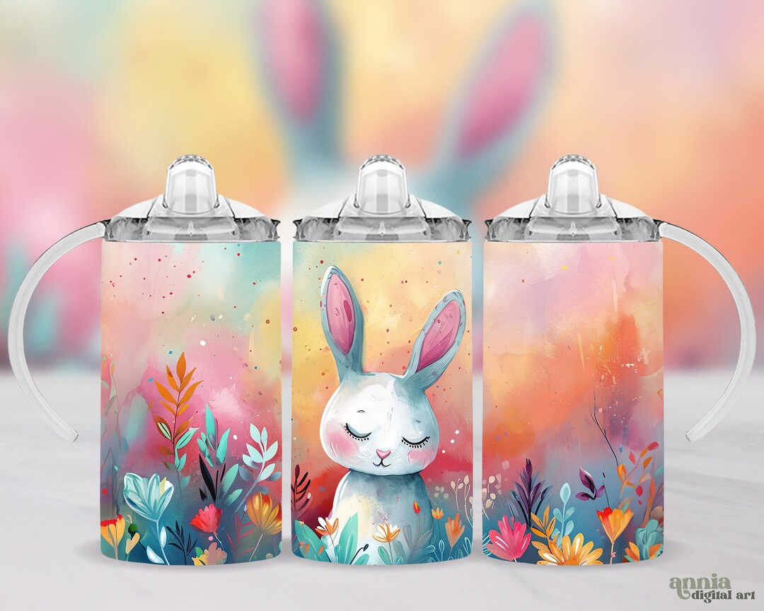 Sleepy Bunny Sippy Cup Tumbler Wrap, Spring Animal 12oz Kids Bottle ...