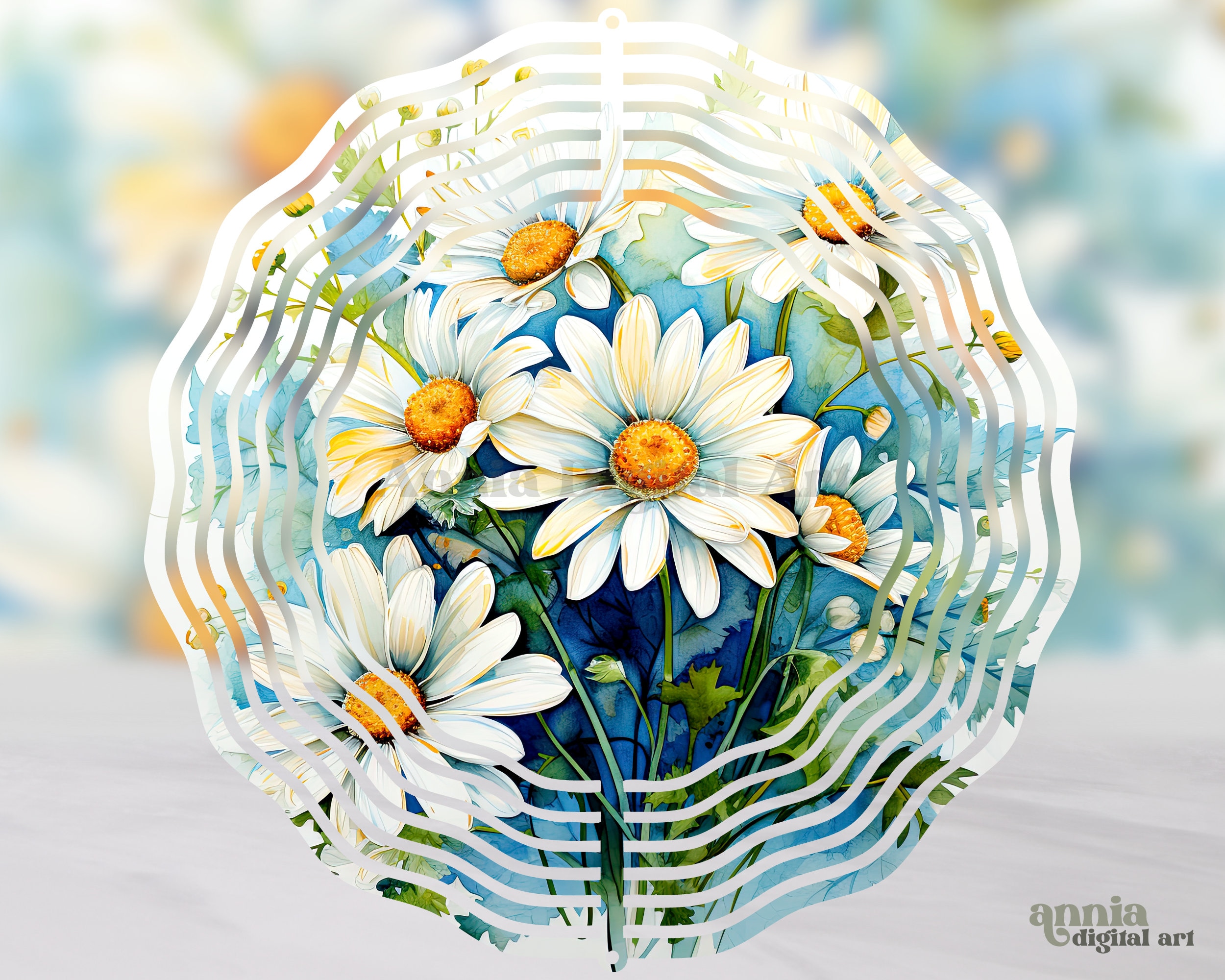Daisy Flowers Wind Spinner Sublimation Design, White Floral 10 Inch ...
