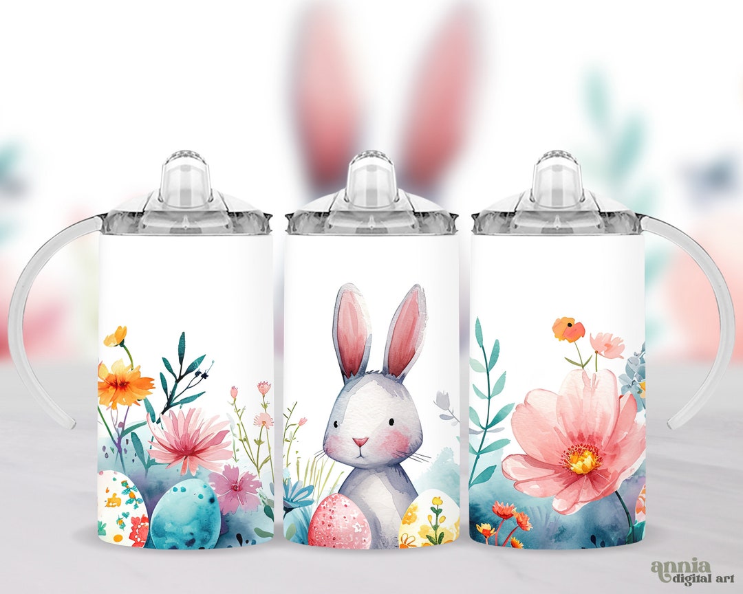 Easter Bunny Sippy Cup Tumbler Wrap, Spring Animal 12oz Kids Bottle ...