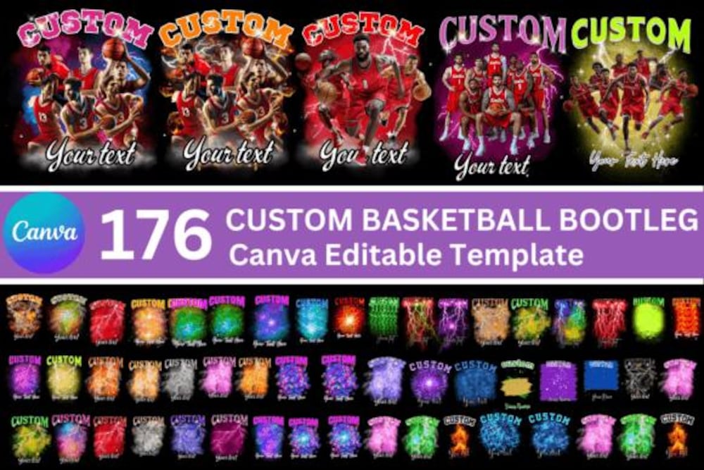 Peckshirt Custom Basketball Bootleg Canva Editable Mega Bundle Template, Bootleg Rap Tee Canva Template, Canva Mascot Design, Canva T Shirt Design