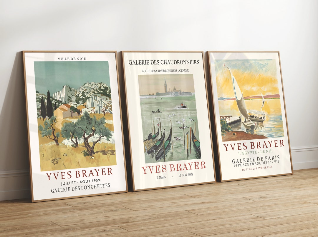 Set of 3 Yves Brayer Print, Modern Wall Gallery Set, Cozy Home
