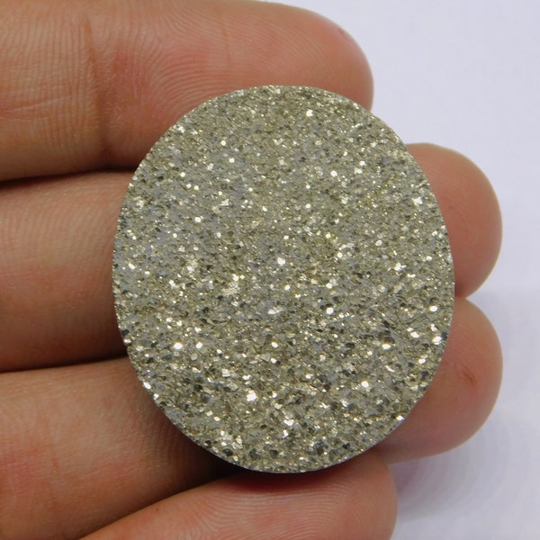 Pyrite Cabochon, Pyrite Stone, Natural Pyrite, Pyrite Druzy, Pyrite Stone, Designer Pyrite, Use For Jewelry (105 Cts 32X28)mm