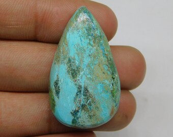 Chrysocolla Gemstone, AAA Chrysocolla Malachite Cabochon Chrysocolla loose For Making Jewelry. [ 34cts. 35 X 20 mm]