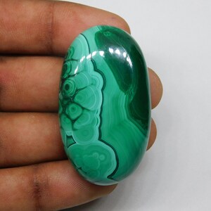 100% Natural Malachite Stone Malachite Gemstone, AAA Malachite Cabochon Malachite loose Malachite For Making Jewelry. 138 cts. 46X26 mm image 1