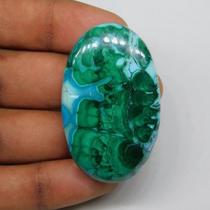 A-1 Quality Natural Chrysocolla Malachite Gemstone, Velvet Malachite loose semi precious Jewelry stone. 125 cts. 50 X 29 mm image 1