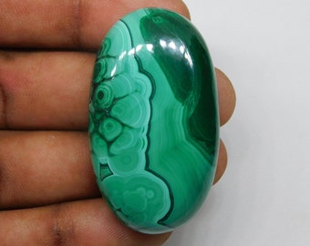 100% Natural Malachite Stone Malachite Gemstone, AAA Malachite Cabochon Malachite loose Malachite For Making Jewelry. [ 138 cts. 46X26 mm]