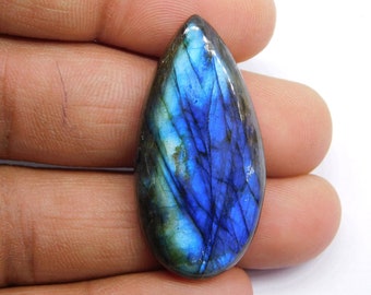 Rare!! Natural Labradorite Loose Stone, Blue Flashy Labradorite Cabochon Gemstone, Labradorite For Jewelry {33X19}mm.40 CTS. #3163