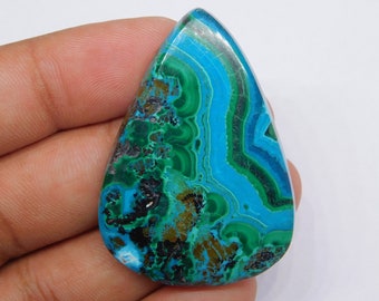 Very Rare! Chrysocolla Malachite Cabochon, Natural Handmade Chrysocolla Malachite Loose Gemstone For Jewelry[79 cts. 47 X 33 mm]