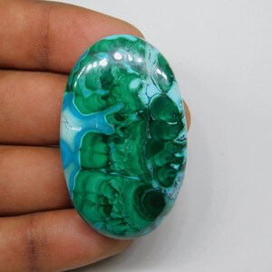 A-1 Quality Natural Chrysocolla Malachite Gemstone, Velvet Malachite loose semi precious Jewelry stone. 125 cts. 50 X 29 mm image 6