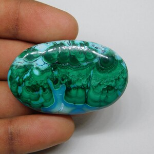 A-1 Quality Natural Chrysocolla Malachite Gemstone, Velvet Malachite loose semi precious Jewelry stone. 125 cts. 50 X 29 mm image 7