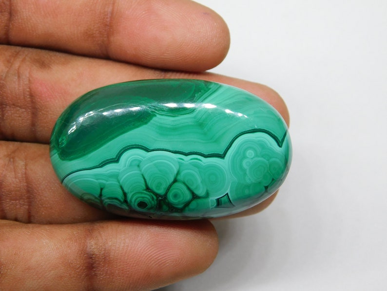 100% Natural Malachite Stone Malachite Gemstone, AAA Malachite Cabochon Malachite loose Malachite For Making Jewelry. 138 cts. 46X26 mm image 7