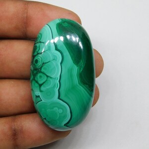 100% Natural Malachite Stone Malachite Gemstone, AAA Malachite Cabochon Malachite loose Malachite For Making Jewelry. 138 cts. 46X26 mm image 6