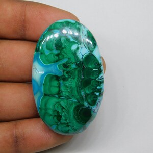 A-1 Quality Natural Chrysocolla Malachite Gemstone, Velvet Malachite loose semi precious Jewelry stone. 125 cts. 50 X 29 mm image 2