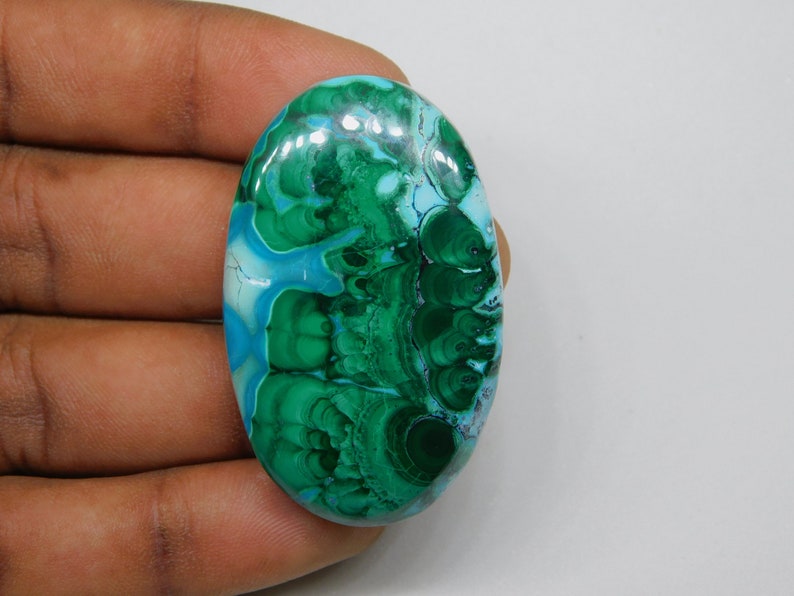 A-1 Quality Natural Chrysocolla Malachite Gemstone, Velvet Malachite loose semi precious Jewelry stone. 125 cts. 50 X 29 mm image 2