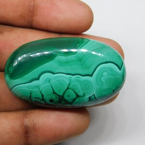 100% Natural Malachite Stone Malachite Gemstone, AAA Malachite Cabochon Malachite loose Malachite For Making Jewelry. 138 cts. 46X26 mm image 5