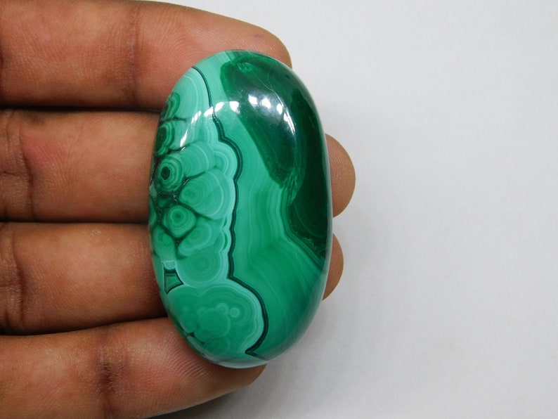 100% Natural Malachite Stone Malachite Gemstone, AAA Malachite Cabochon Malachite loose Malachite For Making Jewelry. 138 cts. 46X26 mm image 1