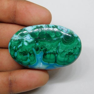 A-1 Quality Natural Chrysocolla Malachite Gemstone, Velvet Malachite loose semi precious Jewelry stone. 125 cts. 50 X 29 mm image 3