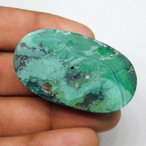 Pietra preziosa di malachite naturale al 100% in pietra di malachite, malachite cabochon di malachite AAA malachite sciolta per realizzare gioielli. 138 cts. 46X26 mm immagine 8