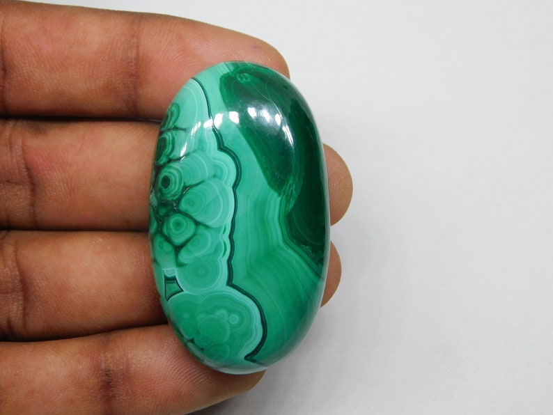 100% Natural Malachite Stone Malachite Gemstone, AAA Malachite Cabochon Malachite loose Malachite For Making Jewelry. 138 cts. 46X26 mm image 4