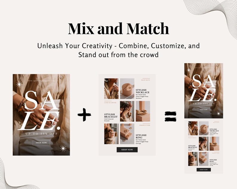 Mix and match example showing how to combine email sections for a custom layout.