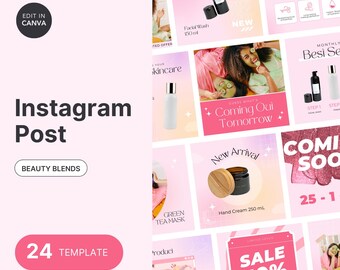 Pink Skincare Instagram Post Templates: Esthetician Social Media (Digital Download)