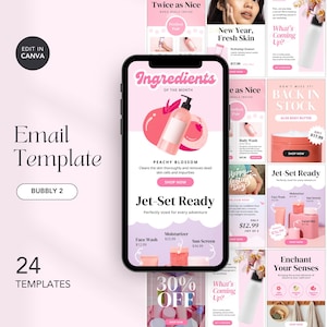 Plantilla de correo electrónico profesional, plantilla de marketing para boletines informativos de Canva, correo electrónico de Pink Klaviyo, plantillas de correo electrónico de Mailchimp, tienda de belleza, correo electrónico de cuidado de la piel