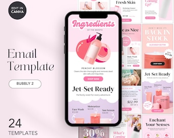 Professional Email Template, Newsletter Marketing Template Canva, Pink Klaviyo Email, Mailchimp Email Templates, Beauty Shop, Skincare Email