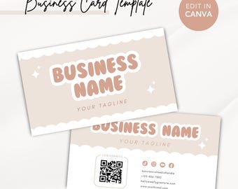 Cute Pastel Business Card Template Canva (Instant Download)