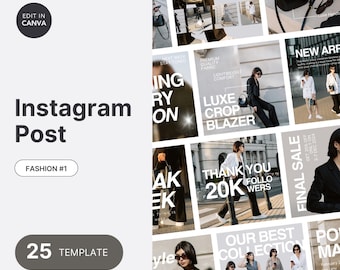 Minimalist Fashion Instagram Post Templates: Boutique Brand IG Feed (Canva Editable)