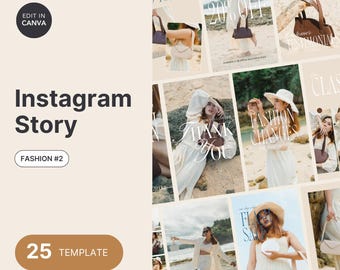 Mallar för Instagram-storyer för handväskor: Minimalistisk modevarumärkesbyggande (redigerbar i Canva, 25 designer) (digital nedladdning)