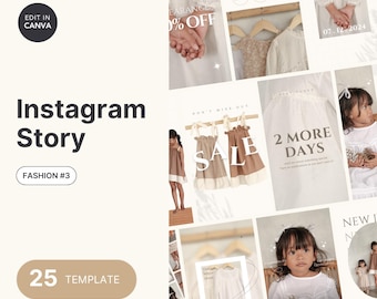 Kids Boutique Instagram Story Template: Minimalist Vintage Children Fashion Social Media (Digital Download)