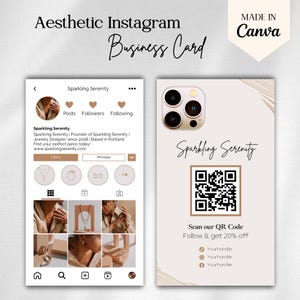 Jewelry Instagram Business Card Template, Editable Canva Design with QR Code, Jewelry Templates, Small Business, Necklace Marketing