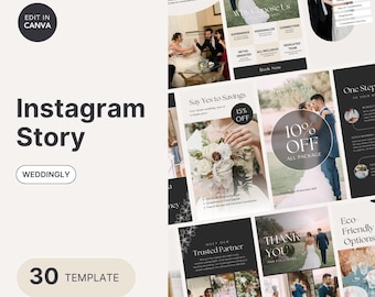 Mallar för Instagram-stories för bröllopsarrangörer för bröllopsplanerare, koordinatorer och brudpar (digital nedladdning)
