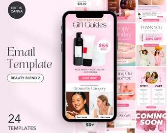 Professional Pink Email Template for Skincare Brand, Skincare Email Campaign, Esthetician Newsletter Design, Klaviyo Email, Beauty Marketing