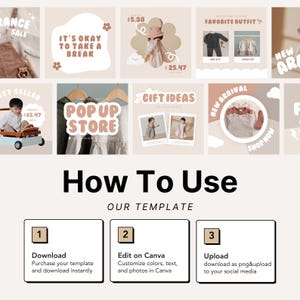 A simple how-to-use Canva template guide designed for kidswear brand owners using Instagram to market their products. It outlines the download, edit, and upload process for Canva templates, making it easy for beginners. Ideal for baby clothing shops looking to maintain a consistent and polished Instagram feed without hiring a designer. This guide ensures you can quickly create, edit, and publish branded social media content that converts.