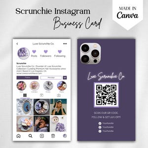 Chouchou Instagram carte de visite, carte de visite IG 2024, chouchou IG carte de visite, carte de visite QR code, cartes de visite Instagram