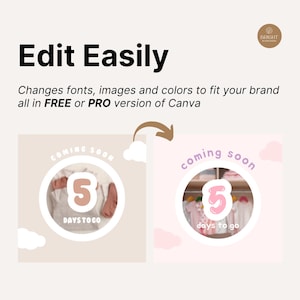 Editable Canva Instagram post templates featuring "coming soon" countdown layouts ideal for baby clothing and kids fashion stores. Designed with a soft, pastel aesthetic, these templates help you build excitement for upcoming launches. Easily change text, fonts, and photos to match your brand. Perfect for children’s apparel businesses that want to increase engagement and brand presence with cohesive, scroll-stopping social media graphics.